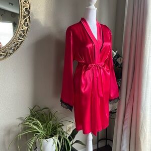 Luxurious Satin Robe with Lace Trim